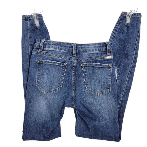 KanCan Women's Austin Mid Rise Skinny Distressed Dark Wash Jeans in a Size 3/25 - Picture 6 of 14